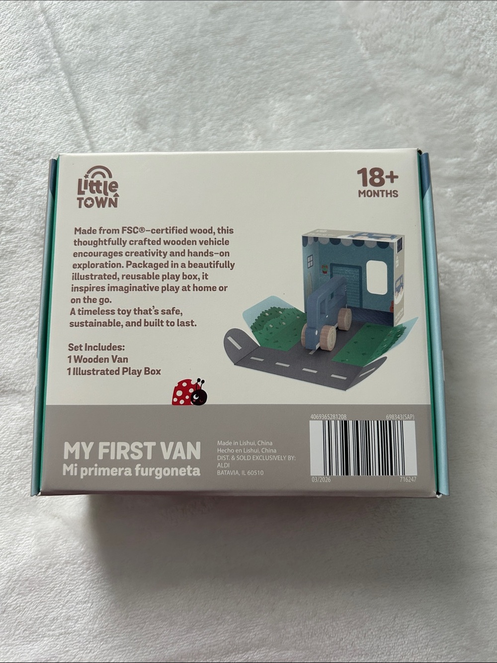Blue Wooden Toy Van for Kids - Picture 2 of 6